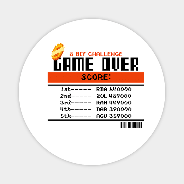 Gaming 8 Bit Challenge - Game Over Magnet by FoxCrew